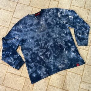 Mossimo Y2K Sapphire/White TieDye Oversize L/S Crew Tee M EUC